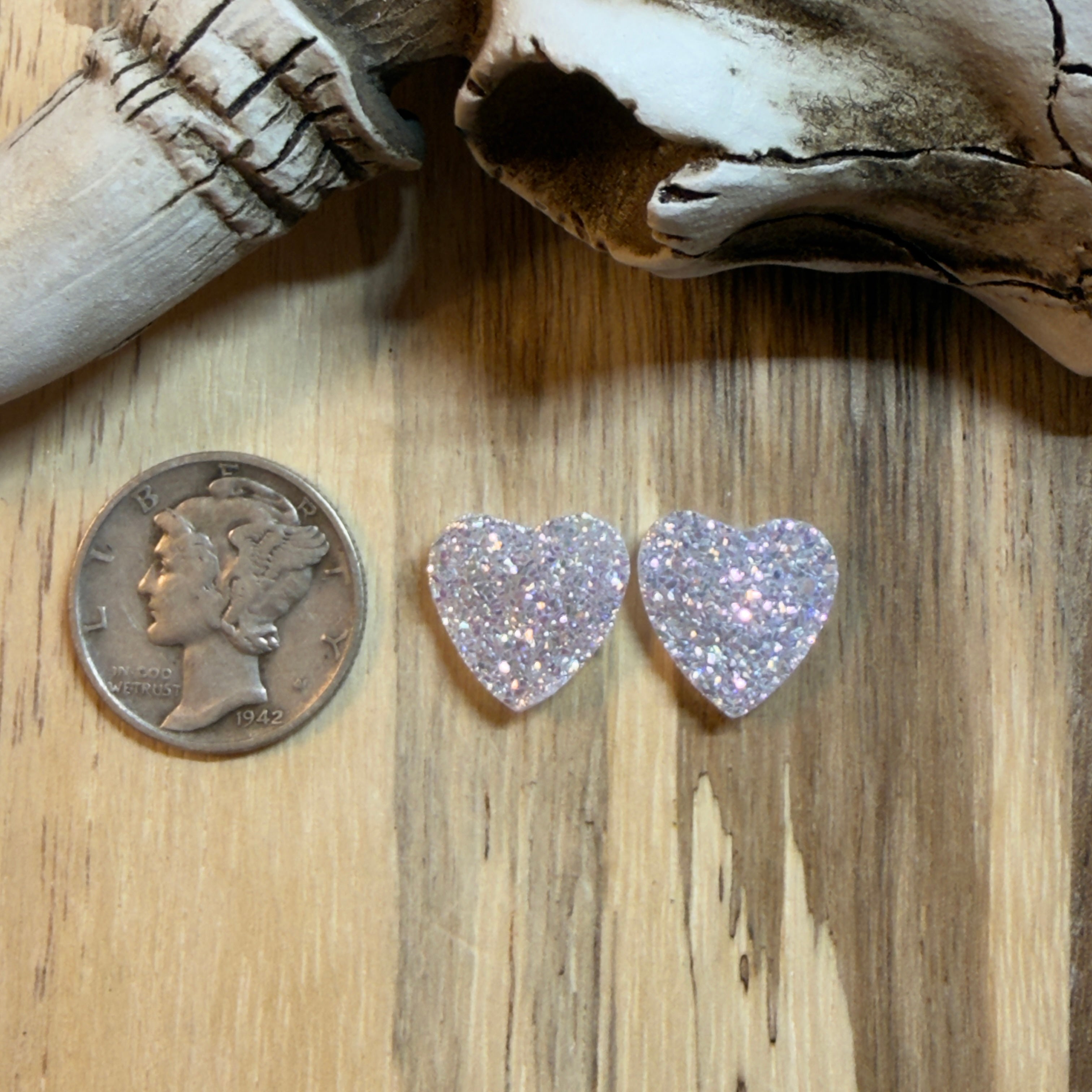 White Small Druzy Matching Pair