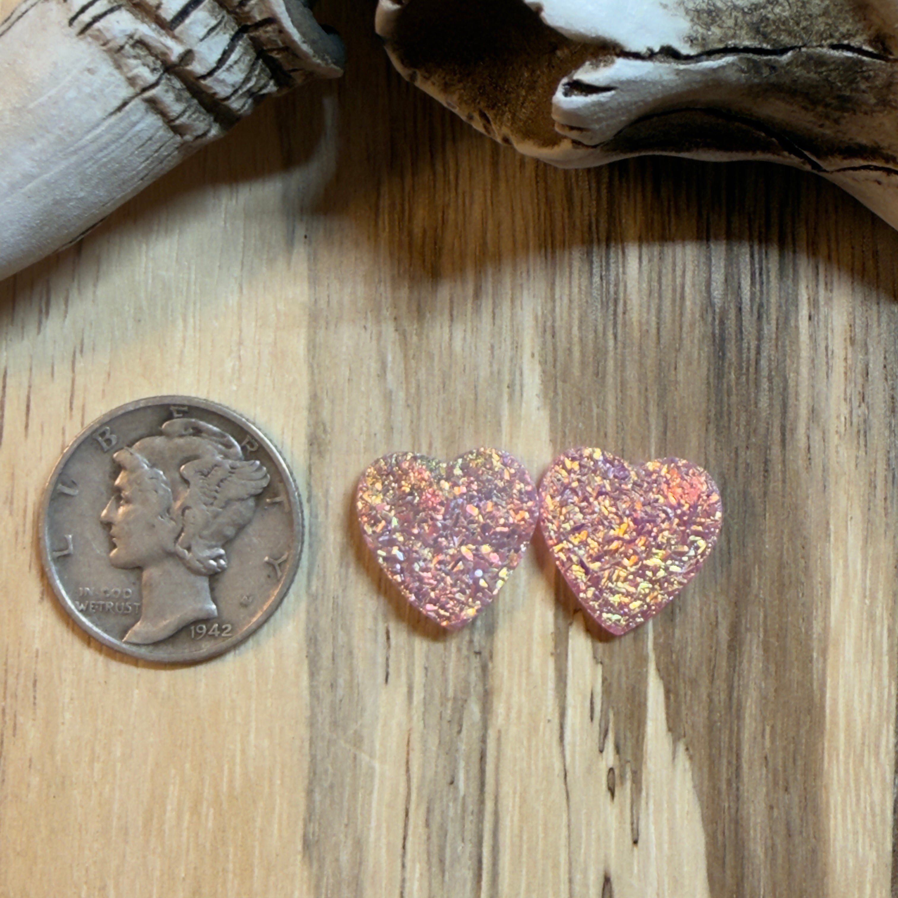 Medium Pink Druzy Matching Pair